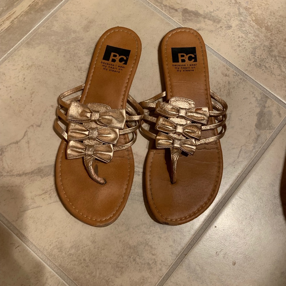 Gold Bow Sandals